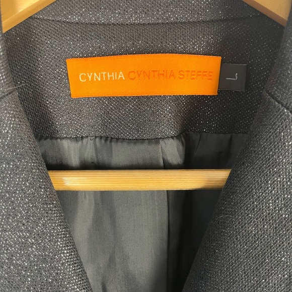 Cynthia Cynthia Steffe Leather Shimmer black Blazer Jacket Size large - Picture 3 of 8